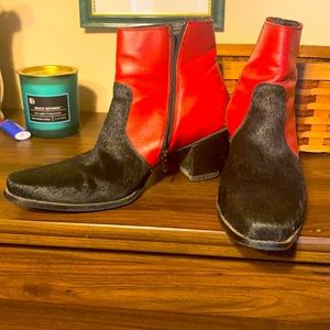 Tony Lama Cow Hide and Leather Heeled Boots